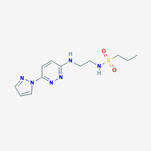 molecular formula C12H18N6O2S B504505 N-(2-((6-(1H-pyrazol-1-yl)pyridazin-3-yl)amino)ethyl)propane-1-sulfonamide 