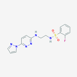 2-fluoro-N-(2-{[6-(1H-pyrazol-1-yl)-3-pyridazinyl]amino}ethyl)benzenesulfonamide