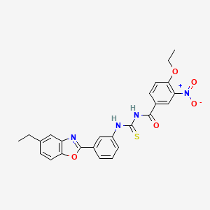 molecular formula C25H22N4O5S B5045105 4-ethoxy-N-({[3-(5-ethyl-1,3-benzoxazol-2-yl)phenyl]amino}carbonothioyl)-3-nitrobenzamide 