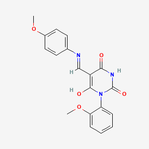 molecular formula C19H17N3O5 B5045114 6-Hydroxy-1-(2-methoxyphenyl)-5-[(4-methoxyphenyl)iminomethyl]pyrimidine-2,4-dione 