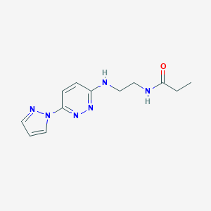 molecular formula C12H16N6O B504512 N-(2-((6-(1H-pyrazol-1-yl)pyridazin-3-yl)amino)ethyl)propionamide 