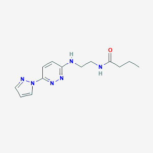 molecular formula C13H18N6O B504513 N-(2-((6-(1H-pyrazol-1-yl)pyridazin-3-yl)amino)ethyl)butyramide 