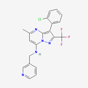 molecular formula C20H15ClF3N5 B5045131 3-(2-chlorophenyl)-5-methyl-N-(pyridin-3-ylmethyl)-2-(trifluoromethyl)pyrazolo[1,5-a]pyrimidin-7-amine 