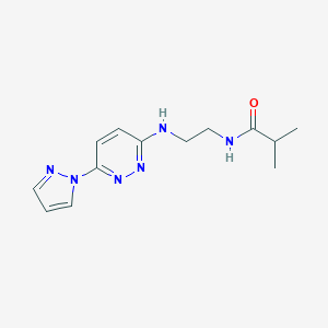 molecular formula C13H18N6O B504514 N-(2-((6-(1H-pyrazol-1-yl)pyridazin-3-yl)amino)ethyl)isobutyramide 