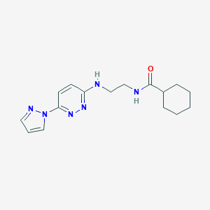 molecular formula C16H22N6O B504516 N-(2-((6-(1H-pyrazol-1-yl)pyridazin-3-yl)amino)ethyl)cyclohexanecarboxamide 