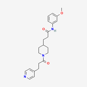 N-(3-methoxyphenyl)-3-[1-(3-pyridin-4-ylpropanoyl)piperidin-4-yl]propanamide