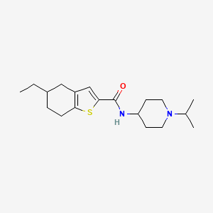 molecular formula C19H30N2OS B5045202 5-ethyl-N-[1-(propan-2-yl)piperidin-4-yl]-4,5,6,7-tetrahydro-1-benzothiophene-2-carboxamide 