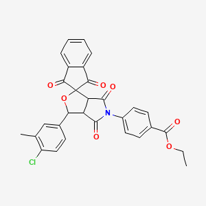 ETHYL 4-[3-(4-CHLORO-3-METHYLPHENYL)-1',3',4,6-TETRAOXO-1',3,3',3A,4,5,6,6A-OCTAHYDROSPIRO[FURO[3,4-C]PYRROLE-1,2'-INDEN]-5-YL]BENZOATE