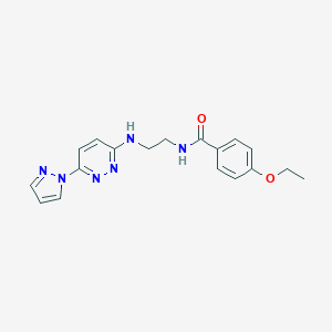 molecular formula C18H20N6O2 B504525 4-ethoxy-N-(2-{[6-(1H-pyrazol-1-yl)-3-pyridazinyl]amino}ethyl)benzamide 