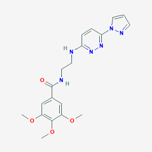 molecular formula C19H22N6O4 B504528 3,4,5-trimethoxy-N-(2-{[6-(1H-pyrazol-1-yl)-3-pyridazinyl]amino}ethyl)benzamide 