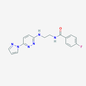 4-fluoro-N-(2-{[6-(1H-pyrazol-1-yl)-3-pyridazinyl]amino}ethyl)benzamide