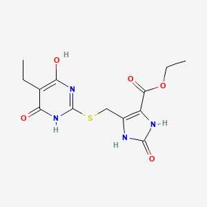 ethyl 5-[(5-ethyl-4-hydroxy-6-oxo-1H-pyrimidin-2-yl)sulfanylmethyl]-2-oxo-1,3-dihydroimidazole-4-carboxylate