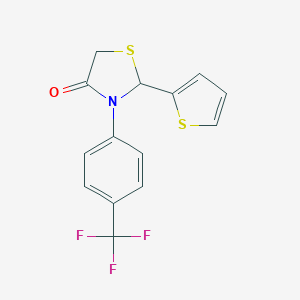 molecular formula C14H10F3NOS2 B504540 2-(2-Thienyl)-3-[4-(trifluoromethyl)phenyl]-1,3-thiazolidin-4-one 