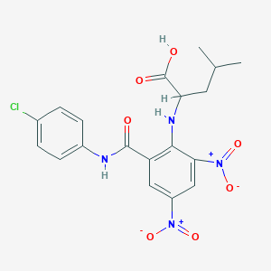 molecular formula C19H19ClN4O7 B5045404 2-({2-[(4-CHLOROPHENYL)CARBAMOYL]-4,6-DINITROPHENYL}AMINO)-4-METHYLPENTANOIC ACID 