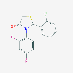 molecular formula C15H10ClF2NOS B504541 2-(2-Chlorophenyl)-3-(2,4-difluorophenyl)-1,3-thiazolidin-4-one 