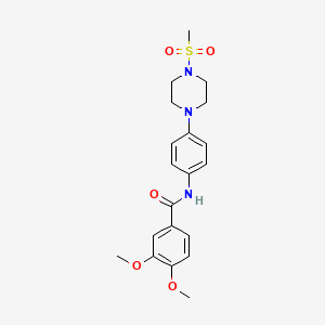 molecular formula C20H25N3O5S B5045418 3,4-dimethoxy-N-{4-[4-(methylsulfonyl)-1-piperazinyl]phenyl}benzamide 