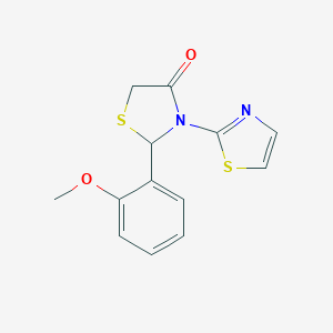 molecular formula C13H12N2O2S2 B504543 2-(2-Methoxyphenyl)-3-(1,3-thiazol-2-yl)-1,3-thiazolidin-4-one 