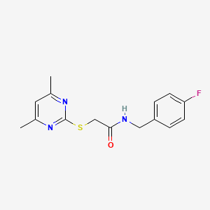 molecular formula C15H16FN3OS B5045463 2-[(4,6-dimethyl-2-pyrimidinyl)thio]-N-(4-fluorobenzyl)acetamide 