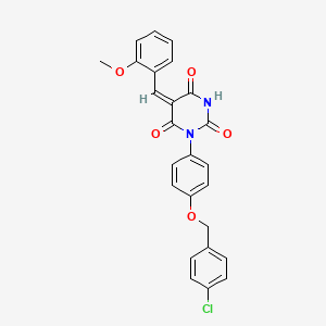 molecular formula C25H19ClN2O5 B5045479 (5E)-1-[4-[(4-chlorophenyl)methoxy]phenyl]-5-[(2-methoxyphenyl)methylidene]-1,3-diazinane-2,4,6-trione 