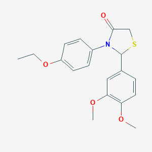 molecular formula C19H21NO4S B504548 2-(3,4-Dimethoxyphenyl)-3-(4-ethoxyphenyl)-1,3-thiazolidin-4-one 