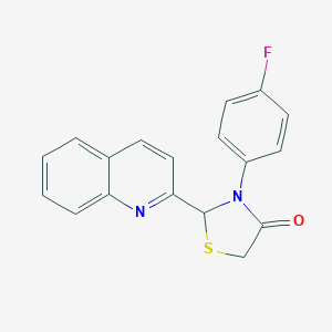molecular formula C18H13FN2OS B504552 3-(4-Fluorophenyl)-2-(2-quinolinyl)-1,3-thiazolidin-4-one 