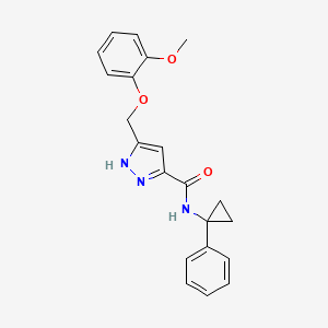 molecular formula C21H21N3O3 B5045575 5-[(2-methoxyphenoxy)methyl]-N-(1-phenylcyclopropyl)-1H-pyrazole-3-carboxamide 