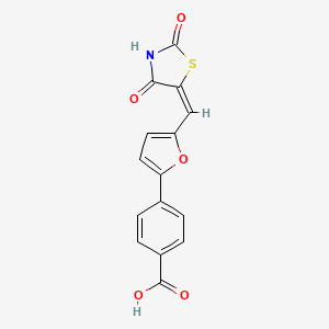 4-{5-[(E)-(2,4-dioxo-1,3-thiazolidin-5-ylidene)methyl]furan-2-yl}benzoic acid