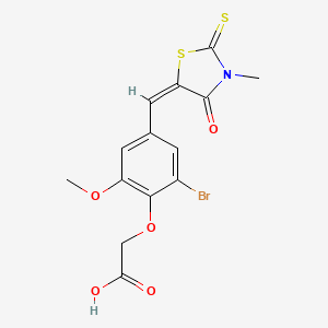 molecular formula C14H12BrNO5S2 B5045625 {2-bromo-6-methoxy-4-[(3-methyl-4-oxo-2-thioxo-1,3-thiazolidin-5-ylidene)methyl]phenoxy}acetic acid 