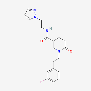 1-[2-(3-fluorophenyl)ethyl]-6-oxo-N-[2-(1H-pyrazol-1-yl)ethyl]-3-piperidinecarboxamide