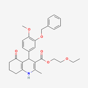 molecular formula C29H33NO6 B5045661 2-Ethoxyethyl 4-[3-(benzyloxy)-4-methoxyphenyl]-2-methyl-5-oxo-1,4,5,6,7,8-hexahydroquinoline-3-carboxylate 