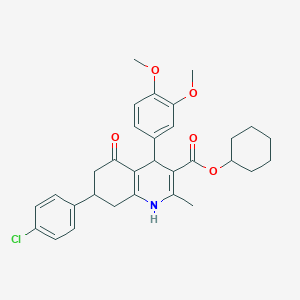 molecular formula C31H34ClNO5 B5045665 Cyclohexyl 7-(4-chlorophenyl)-4-(3,4-dimethoxyphenyl)-2-methyl-5-oxo-1,4,5,6,7,8-hexahydroquinoline-3-carboxylate 