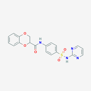 molecular formula C19H16N4O5S B5045686 N-[4-(pyrimidin-2-ylsulfamoyl)phenyl]-2,3-dihydro-1,4-benzodioxine-2-carboxamide 