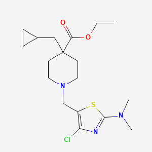 molecular formula C18H28ClN3O2S B5045713 Ethyl 1-[[4-chloro-2-(dimethylamino)-1,3-thiazol-5-yl]methyl]-4-(cyclopropylmethyl)piperidine-4-carboxylate 