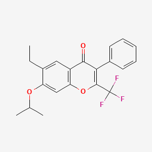 molecular formula C21H19F3O3 B5045725 6-ethyl-7-isopropoxy-3-phenyl-2-(trifluoromethyl)-4H-chromen-4-one CAS No. 303094-52-2