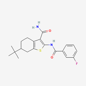 molecular formula C20H23FN2O2S B5045758 6-Tert-butyl-2-{[(3-fluorophenyl)carbonyl]amino}-4,5,6,7-tetrahydro-1-benzothiophene-3-carboxamide 