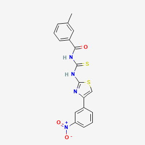 molecular formula C18H14N4O3S2 B5045783 3-methyl-N-({[4-(3-nitrophenyl)-1,3-thiazol-2-yl]amino}carbonothioyl)benzamide 