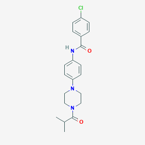 molecular formula C21H24ClN3O2 B504581 4-chloro-N-[4-(4-isobutyryl-1-piperazinyl)phenyl]benzamide 