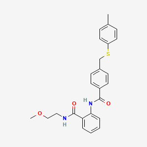 molecular formula C25H26N2O3S B5045922 N-(2-methoxyethyl)-2-[(4-{[(4-methylphenyl)thio]methyl}benzoyl)amino]benzamide 