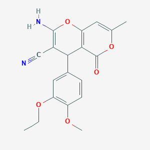 molecular formula C19H18N2O5 B5045924 2-amino-4-(3-ethoxy-4-methoxyphenyl)-7-methyl-5-oxo-4H,5H-pyrano[4,3-b]pyran-3-carbonitrile 