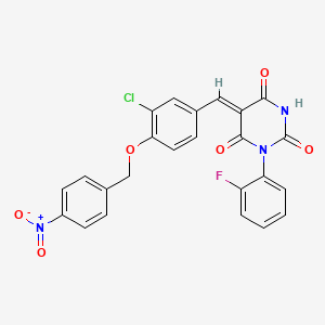 molecular formula C24H15ClFN3O6 B5045947 (5Z)-5-[[3-chloro-4-[(4-nitrophenyl)methoxy]phenyl]methylidene]-1-(2-fluorophenyl)-1,3-diazinane-2,4,6-trione 