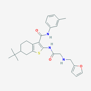 molecular formula C27H33N3O3S B504595 6-tert-butyl-2-({[(2-furylmethyl)amino]acetyl}amino)-N-(3-methylphenyl)-4,5,6,7-tetrahydro-1-benzothiophene-3-carboxamide 