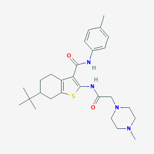 molecular formula C27H38N4O2S B504597 6-tert-butyl-N-(4-methylphenyl)-2-{[(4-methyl-1-piperazinyl)acetyl]amino}-4,5,6,7-tetrahydro-1-benzothiophene-3-carboxamide 