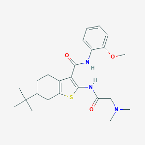 molecular formula C24H33N3O3S B504599 6-tert-butyl-2-{[(dimethylamino)acetyl]amino}-N-(2-methoxyphenyl)-4,5,6,7-tetrahydro-1-benzothiophene-3-carboxamide 