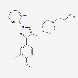 molecular formula C24H29FN4O2 B5045995 2-(4-{[3-(3-fluoro-4-methoxyphenyl)-1-(2-methylphenyl)-1H-pyrazol-4-yl]methyl}-1-piperazinyl)ethanol 