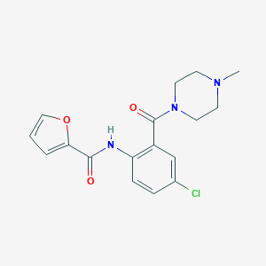 molecular formula C17H18ClN3O3 B504604 N-{4-chloro-2-[(4-methyl-1-piperazinyl)carbonyl]phenyl}-2-furamide 