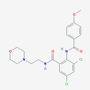 molecular formula C21H23Cl2N3O4 B504607 3,5-dichloro-2-[(4-methoxybenzoyl)amino]-N-[2-(4-morpholinyl)ethyl]benzamide 
