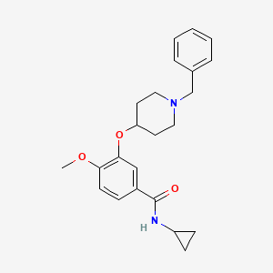 molecular formula C23H28N2O3 B5046112 3-[(1-benzyl-4-piperidinyl)oxy]-N-cyclopropyl-4-methoxybenzamide 