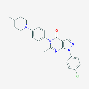 molecular formula C24H24ClN5O B504615 1-(4-Chlorophenyl)-6-methyl-5-[4-(4-methylpiperidino)phenyl]pyrazolo[3,4-d]pyrimidin-4-one 