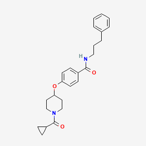 molecular formula C25H30N2O3 B5046176 4-{[1-(cyclopropylcarbonyl)-4-piperidinyl]oxy}-N-(3-phenylpropyl)benzamide 