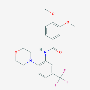 molecular formula C20H21F3N2O4 B504618 3,4-dimethoxy-N-[2-(morpholin-4-yl)-5-(trifluoromethyl)phenyl]benzamide CAS No. 341934-25-6